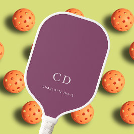 Monogramm Initialname lila weiß Pickleball Schläger