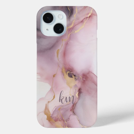 Monogramm Initialname Rosa Grau Alkoholink Wash Case-Mate iPhone Hülle (Rückseite)