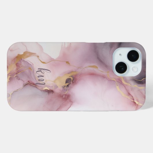 Monogramm Initialname Rosa Grau Alkoholink Wash Case-Mate iPhone Hülle (Rückseite (Horizontal))