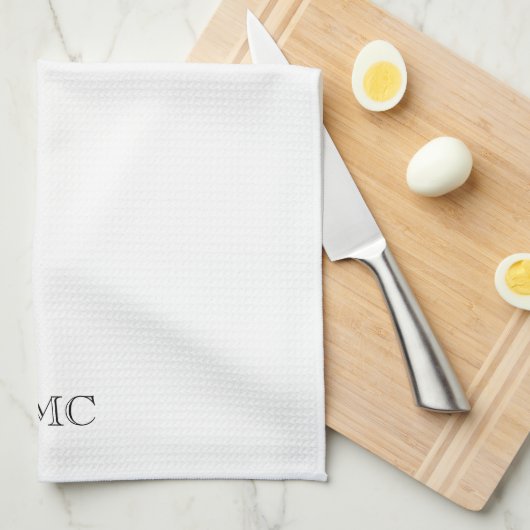MONOGRAMM INITIALS Klassisch Schwarz-weiß zeitlos Geschirrtuch (Viertel Falte)