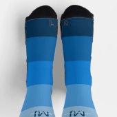 MONOGRAMM INITIALS NAME BLUE GRADIENT LINE PATTER SOCKEN (Oben)