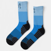 MONOGRAMM INITIALS NAME BLUE GRADIENT LINE PATTER SOCKEN (Links)