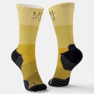 MONOGRAMM INITIALS NAME GOLD GRADIENT LINE PATTER SOCKEN