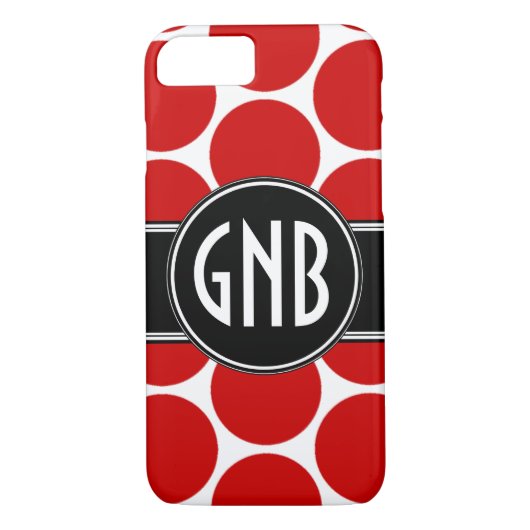 MONOGRAMM INITIALS RED POLKA DOTS Case-Mate iPhone HÜLLE (Rückseite)