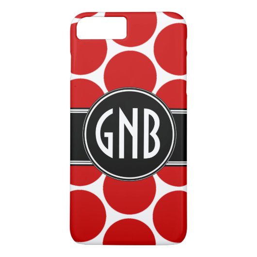 MONOGRAMM INITIALS RED POLKA DOTS Case-Mate iPhone HÜLLE (Rückseite)