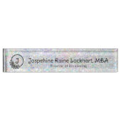 Monogramm Irisierender Glitzer Beruflich Namensplakette (Vorderseite)