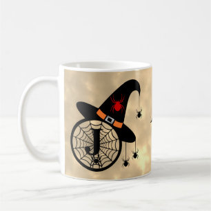 Monogramm J Halloween Himmel Hexe Spinnen Name Kaffeetasse