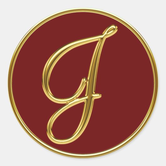 Monogramm J in 3D-Gold Runder Aufkleber (Vorderseite)