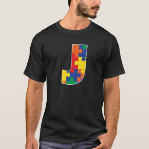 Monogramm J in mehrfarbigen Puzzleteilen T-Shirt