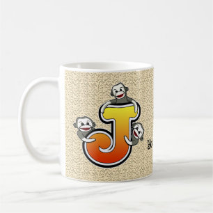 Monogramm J Socken-Affe-Tasse Kaffeetasse