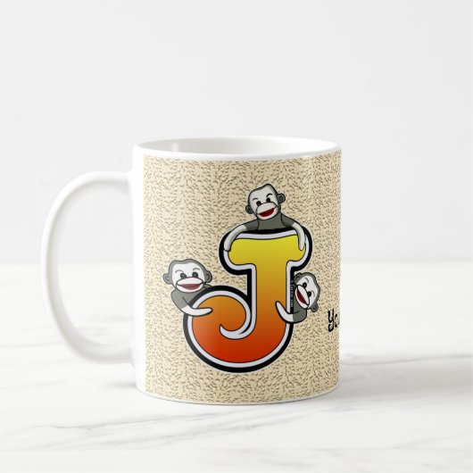 Monogramm J Sockenaffe Tasse (Links)