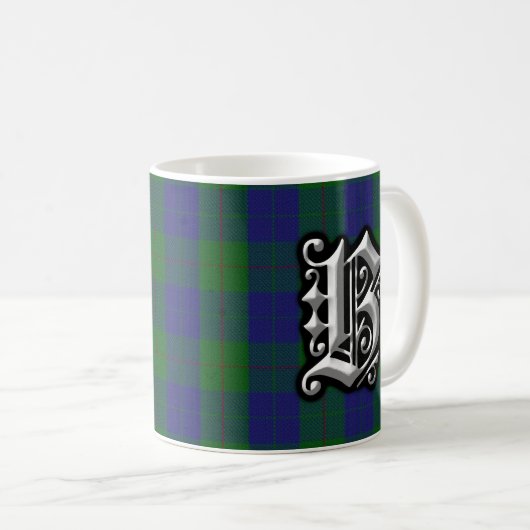 Monogramm-JagdTartan Clan-Barclay-Buchstabe-B Kaffeetasse (VorderseiteRechts)