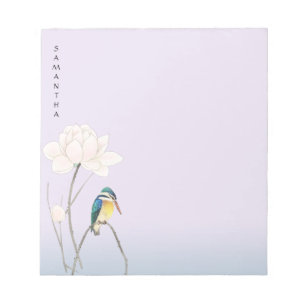 Monogramm Japanisch Vintag Lotus 5" x 6" Notepad Notizblock