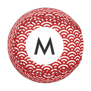 Monogramm Japanisches Muster Baseball