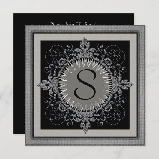 Monogramm-Jubiläumsfeier Party Einladung (Vorne/Hinten)