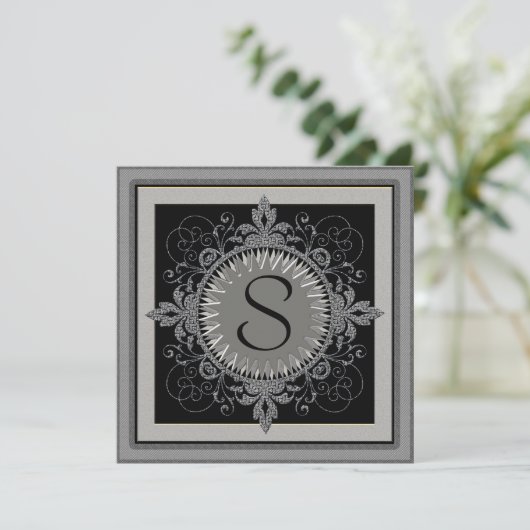 Monogramm-Jubiläumsfeier Party Einladung (Stehend Vorderseite)