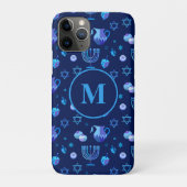 Monogramm, jüdisches Weihnachtsmuster in Hanukkah, Case-Mate iPhone Hülle (Rückseite)