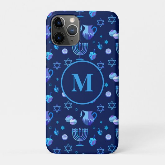 Monogramm, jüdisches Weihnachtsmuster in Hanukkah, Case-Mate iPhone Hülle (Rückseite)