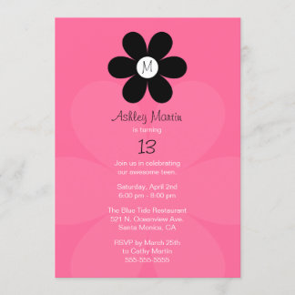 Monogramm-jugendlich Mädchen-Geburtstags-Party Einladung