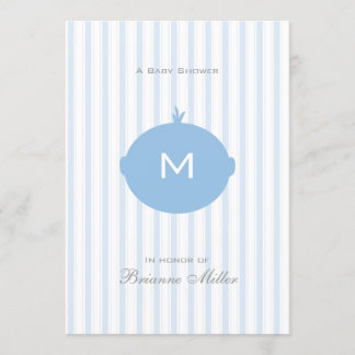 Monogramm-Jungen-Babyparty-Einladung - Blau u. Einladung