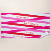 Monogramm-Junggeselinnen-Abschied Rosa Rotes Muste Strandtuch (Vorderseite)