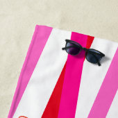 Monogramm-Junggeselinnen-Abschied Rosa Rotes Muste Strandtuch (Beispiel)