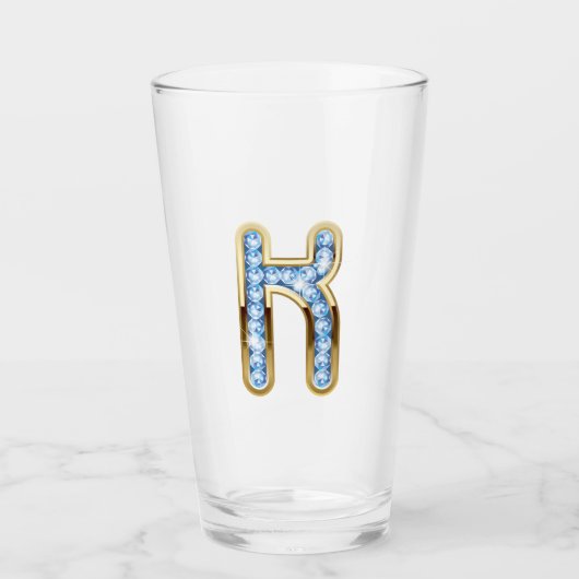 Monogramm K - 16 oz Glas (Vorderseite)