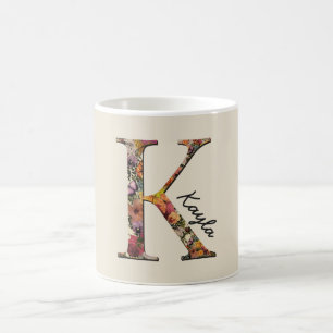Monogramm K, Blumenbuchstabe K, Tasse