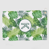 Monogramm K für grüne tropische Blätter Golfhandtuch (Horizontal)