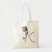 Monogramm K Handschriftlich mit Rose Tragetasche (Vorne)