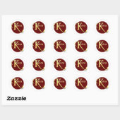 Monogramm K Name Personalisiert Runder Aufkleber (Blatt)