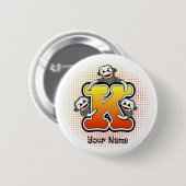 Monogramm K Sockenaffe Button (Vorne & Hinten)