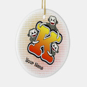 Monogramm K Sockenaffe Keramik Ornament (Rechts)