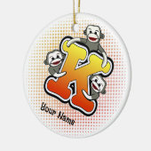 Monogramm K Sockenaffe Keramik Ornament (Links)