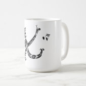 Monogramm-K-Tasse mit Musiknote II Kaffeetasse (VorderseiteRechts)