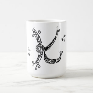 Monogramm-K-Tasse mit Musiknote II Kaffeetasse