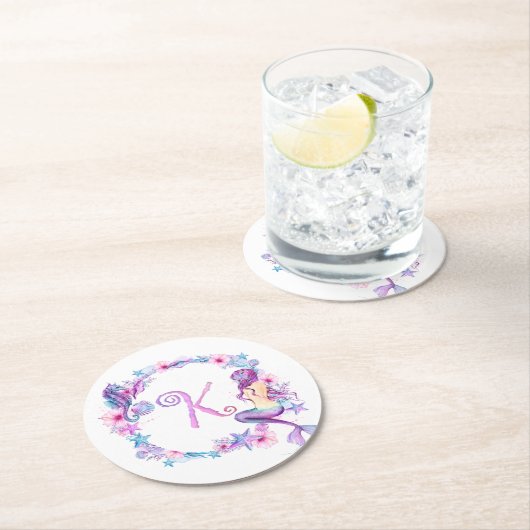 Monogramm-K-Untersetzer Runder Pappuntersetzer (Vor Ort)