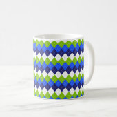 Monogramm-Kaffee, Lime-Grün und Weiß-Raute Kaffeetasse (VorderseiteRechts)
