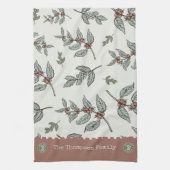 Monogramm Kaffee Pflanze Klassisches Muster blau p Geschirrtuch (Vertikal)