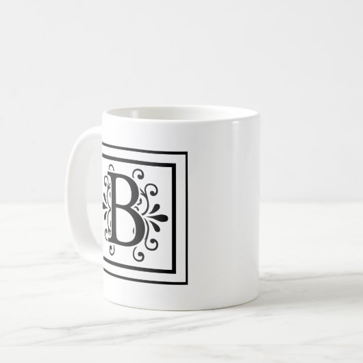 Monogramm-Kaffee-Tasse des Buchstabe-B Kaffeetasse (Vorderseite Links)