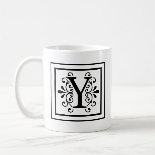 Monogramm-Kaffee-Tasse des Buchstabe-Y Kaffeetasse (Links)