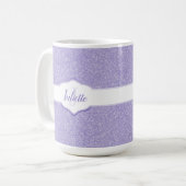 Monogramm-Kaffee-Tasse für lila Glitzer Kaffeetasse (Vorderseite Links)