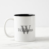 Monogramm-Kaffee-Tasse mit personalisiertem Nachna Zweifarbige Tasse (Links)