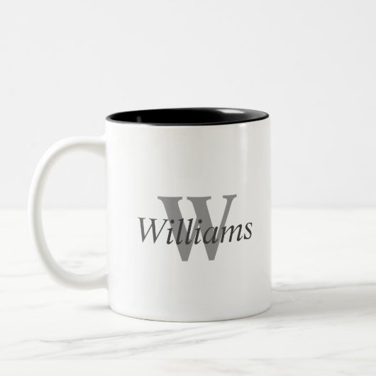 Monogramm-Kaffee-Tasse mit personalisiertem Nachna Zweifarbige Tasse (Links)