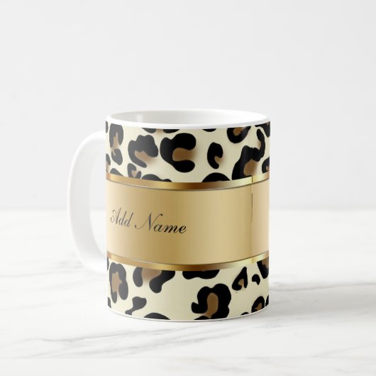 Monogramm-Kaffee-Tassen-Leopard Kaffeetasse (Vorderseite Links)
