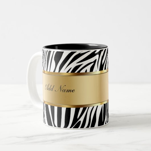 Monogramm-Kaffee-TassenZebra Zweifarbige Tasse (Vorderseite Links)