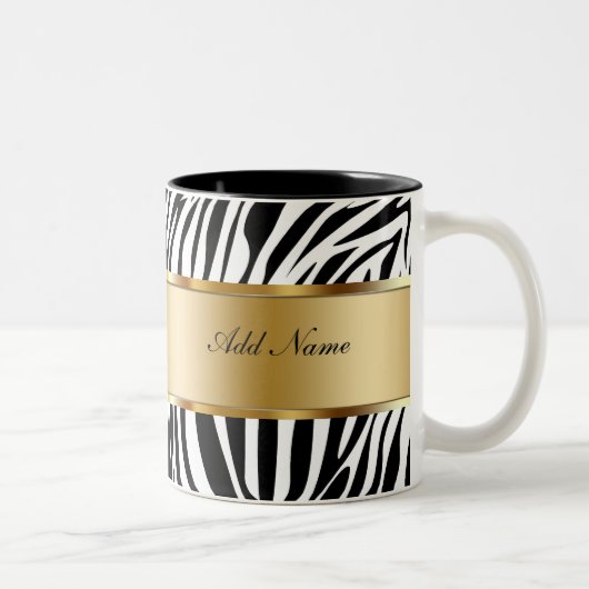 Monogramm-Kaffee-TassenZebra Zweifarbige Tasse (Rechts)