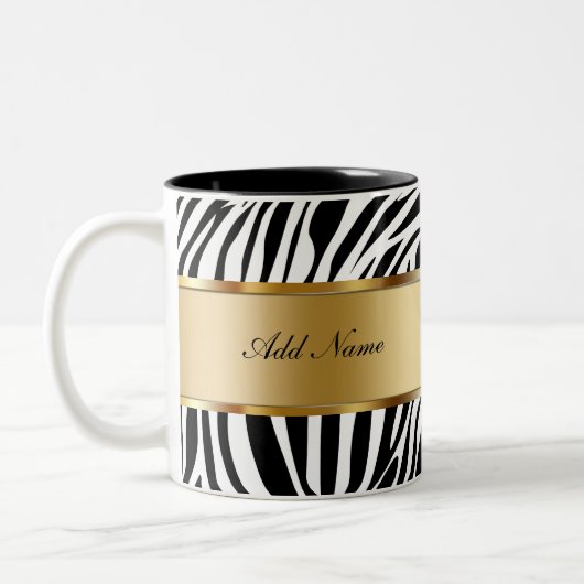 Monogramm-Kaffee-TassenZebra Zweifarbige Tasse (Links)
