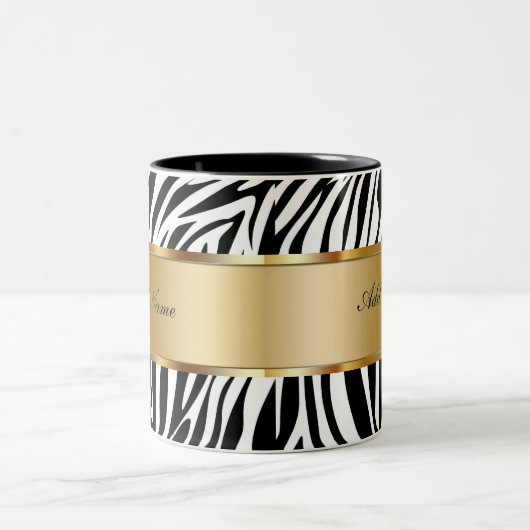 Monogramm-Kaffee-TassenZebra Zweifarbige Tasse (Mittel)