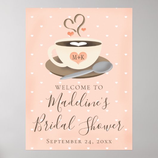 Monogramm-Kaffeetasse Brautparty-Willkommensschild Poster (Vorne)